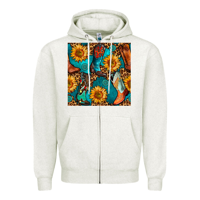 Western Cowboy Boot Seamless Pattern Zipper Hoodie by BundleAndBundleShop | Teevron