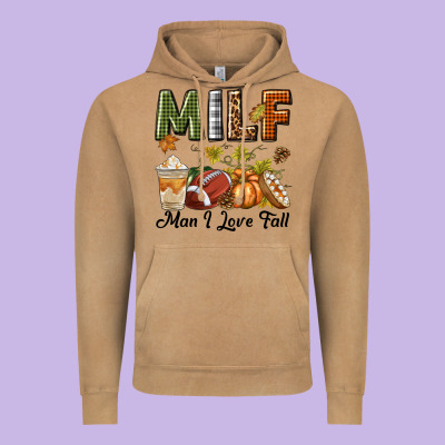 Milf Man I Love Fall Vintage Hoodie Designed By Texasbilliewilder