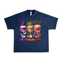 Navy Hallothanksmas wine glasses Urban Heavy Tee - NancyCooperArtShop