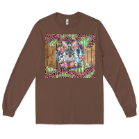 Chestnut Easter bunny with floral wreath and leopard Long Sleeve Tee - RanaPortraitStore