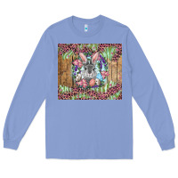 Colony Blue Easter bunny with floral wreath and leopard Long Sleeve Tee - RanaPortraitStore