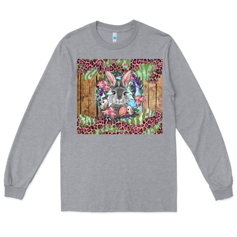 Easter Bunny With Floral Wreath And Leopard Long Sleeve Tee by RanaPortraitStore | Teevron