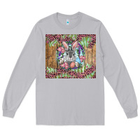 Moon Dust Easter bunny with floral wreath and leopard Long Sleeve Tee - RanaPortraitStore