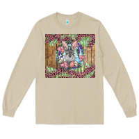 Mushroom Easter bunny with floral wreath and leopard Long Sleeve Tee - RanaPortraitStore
