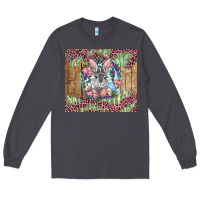 Smoke Easter bunny with floral wreath and leopard Long Sleeve Tee - RanaPortraitStore