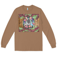 Toasted Coconut Easter bunny with floral wreath and leopard Long Sleeve Tee - RanaPortraitStore