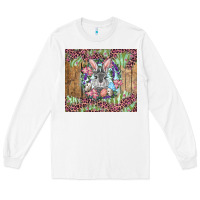 White Easter bunny with floral wreath and leopard Long Sleeve Tee - RanaPortraitStore
