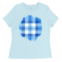 Baby Blue Winter Tartan Patch Ladies Tee - BundleAndBundleShop