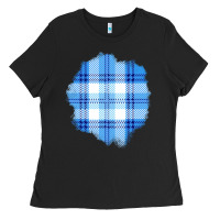 Black Winter Tartan Patch Ladies Tee - BundleAndBundleShop