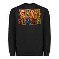 Black Give Thanks Thanksgiving Heavyweight Sweatshirt - FaDigitalArtStudio