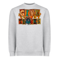 Heather Grey Give Thanks Thanksgiving Heavyweight Sweatshirt - FaDigitalArtStudio