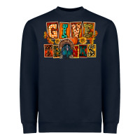 Navy Give Thanks Thanksgiving Heavyweight Sweatshirt - FaDigitalArtStudio