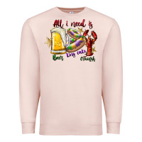 Pale Pink all i need is beer king cake crawfish Premium Sweatshirt - SublimationCraftShop