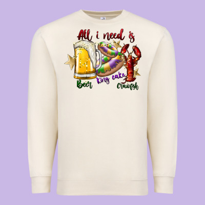All I Need Is Beer King Cake Crawfish Premium Sweatshirt Designed By Sublimationcraftshop
