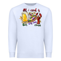 White all i need is beer king cake crawfish Premium Sweatshirt - SublimationCraftShop