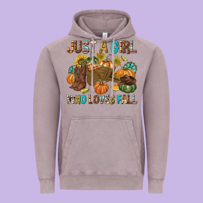 Just A Girl Who Loves Fall Vintage Hoodie Designed By Texasbilliewilder