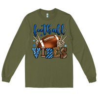 Army Green Football vibes blue and grey team color Long Sleeve Tee - HowdyJamesFarm