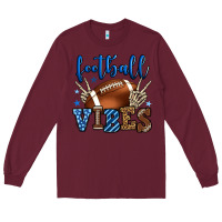 Burgundy Football vibes blue and grey team color Long Sleeve Tee - HowdyJamesFarm