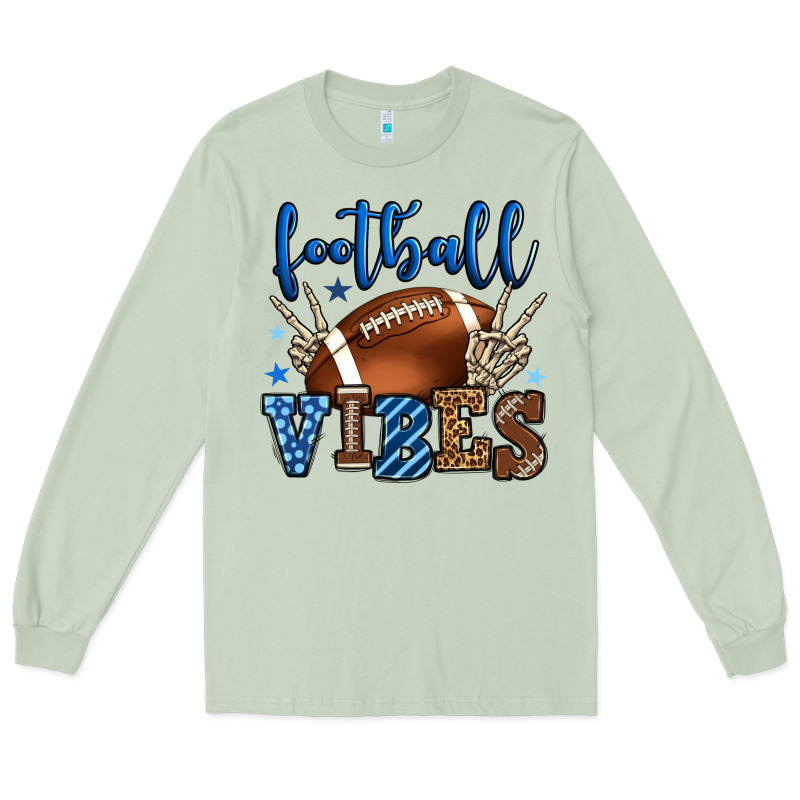 Football Vibes Blue And Grey Team Color Long Sleeve Tee by HowdyJamesFarm | Teevron