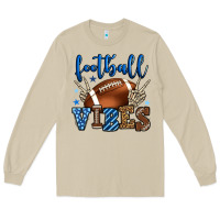 Mushroom Football vibes blue and grey team color Long Sleeve Tee - HowdyJamesFarm