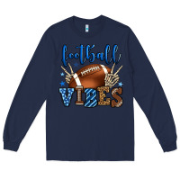 Navy Football vibes blue and grey team color Long Sleeve Tee - HowdyJamesFarm