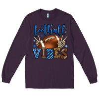 Plum Football vibes blue and grey team color Long Sleeve Tee - HowdyJamesFarm