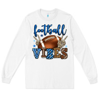 White Football vibes blue and grey team color Long Sleeve Tee - HowdyJamesFarm
