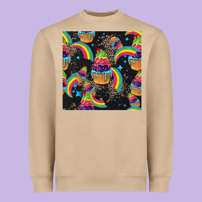 Pride Cupcake Seamless Pattern Heavyweight Sweatshirt Designed By Fadigitalartstudio