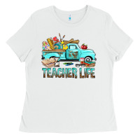 White Teacher Life With Truck Ladies Tee - BundleAndBundleShop