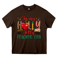 Chocolate Brown in my holly jolly teacher era Heavy Core Tee - MaliasSmallBusiness