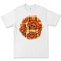White Thanksgiving Turkey With Tartan Patch Premium Tee - BundleAndBundleShop