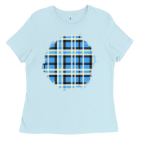 Baby Blue Winter Tartan Patch Ladies Tee - BundleAndBundleShop