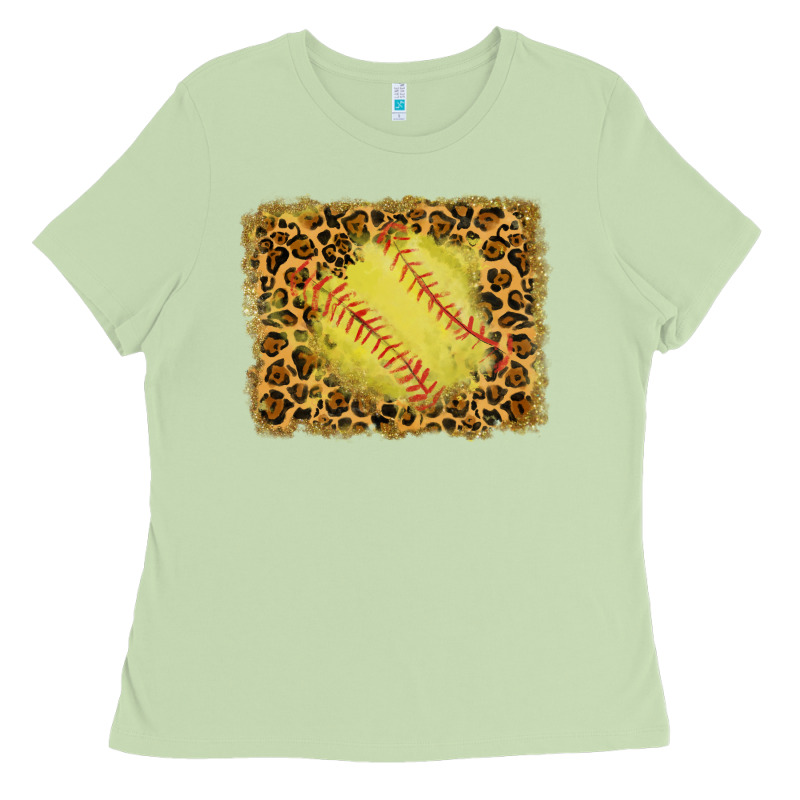 Watercolor Glitter Leopard Softball Background Ladies Tee by RanaPortraitStore | Teevron