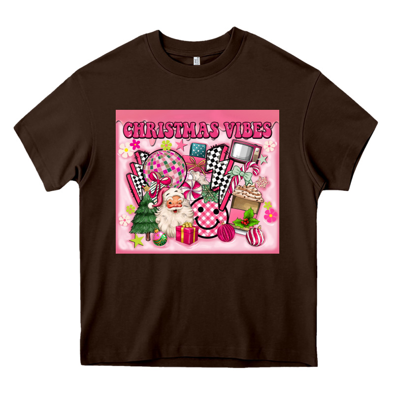 3d Retro Pink Christmas Vibes Heavy Core Tee by MaliasSmallBusiness | Teevron