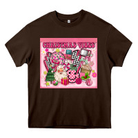 Chocolate Brown 3d retro pink christmas vibes Heavy Core Tee - MaliasSmallBusiness
