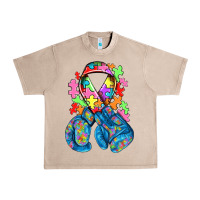 French Oak autism awareness with boxing gloves Urban Heavy Tee - NancyCooperArtShop