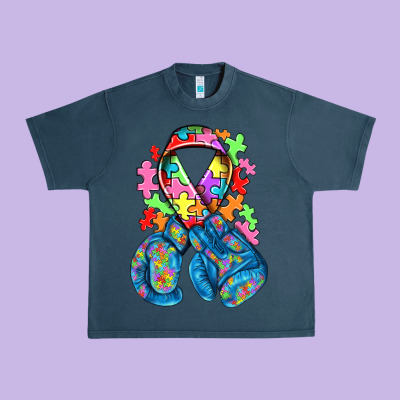 Autism Awareness With Boxing Gloves Urban Heavy Tee Designed By Nancycooperartshop