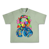 Oil Green autism awareness with boxing gloves Urban Heavy Tee - NancyCooperArtShop