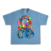 Pebble Blue autism awareness with boxing gloves Urban Heavy Tee - NancyCooperArtShop