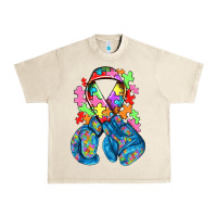 Sandshell autism awareness with boxing gloves Urban Heavy Tee - NancyCooperArtShop
