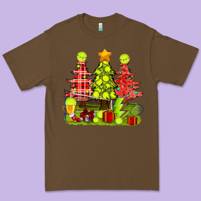 Christmas With Tennis Trees Premium Tee Designed By Bundleandbundleshop