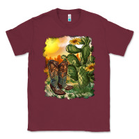 Burgundy western boots with cactus and desert Classic Tee - RanaPortraitStore