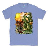 Colony Blue western boots with cactus and desert Classic Tee - RanaPortraitStore