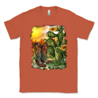 Copper western boots with cactus and desert Classic Tee - RanaPortraitStore