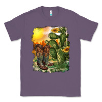 Lavender western boots with cactus and desert Classic Tee - RanaPortraitStore