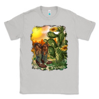 Moon Dust western boots with cactus and desert Classic Tee - RanaPortraitStore