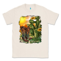 Natural western boots with cactus and desert Classic Tee - RanaPortraitStore