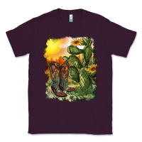 Plum western boots with cactus and desert Classic Tee - RanaPortraitStore