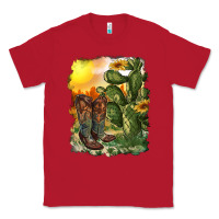 Western Boots With Cactus And Desert Classic Tee | Teevron