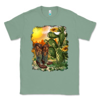 Sage western boots with cactus and desert Classic Tee - RanaPortraitStore
